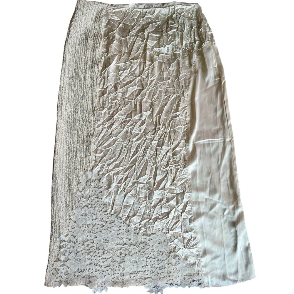 Topshop Ivory Lace Panel Midi Skirt Women’s US 10 EU 42- NWT - Picture 2 of 12